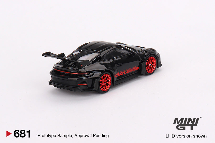 Mini GT Porsche 911 (992) GT3 RS Black with Pyro Red 1:64