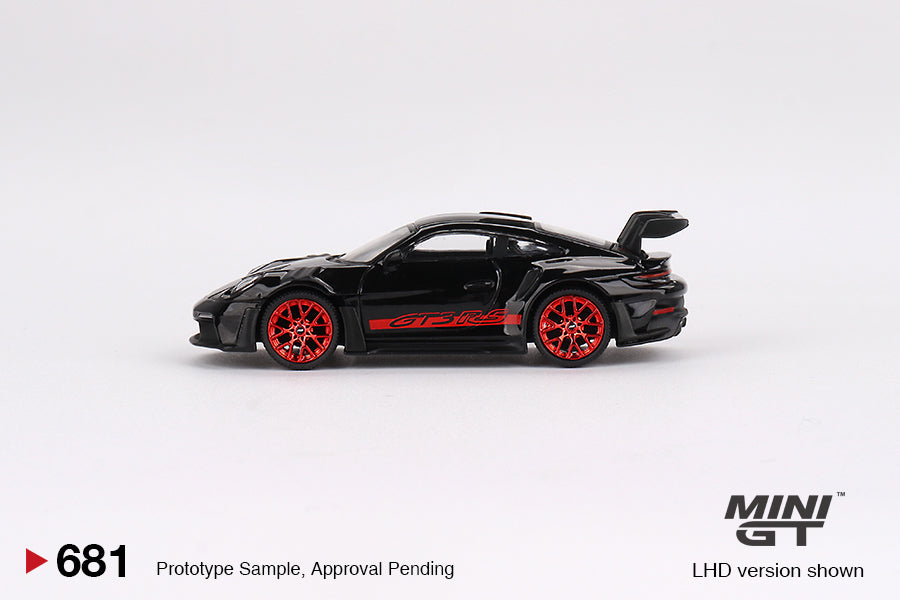 Mini GT Porsche 911 (992) GT3 RS Black with Pyro Red 1:64