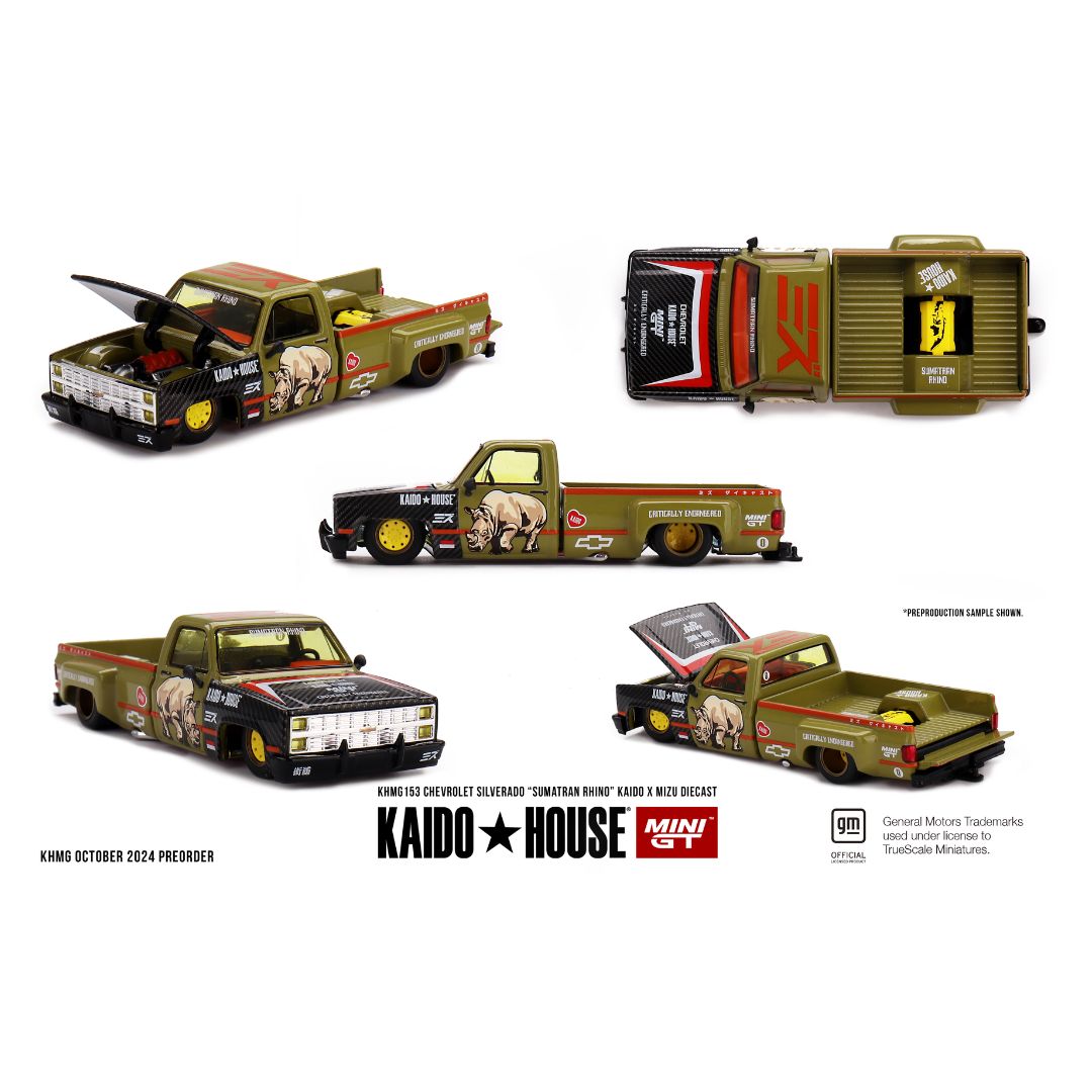 Mini GT Kaido House #153: Chevrolet Silverado “Sumatran Rhino” KAIDO x MIZU Diecast 1:64
