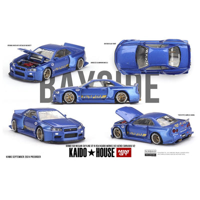 Mini GT #158: Nissan Skyline GT-R (R34) Kaido Works (V2 Aero) SHINJUKU V2 1:64
