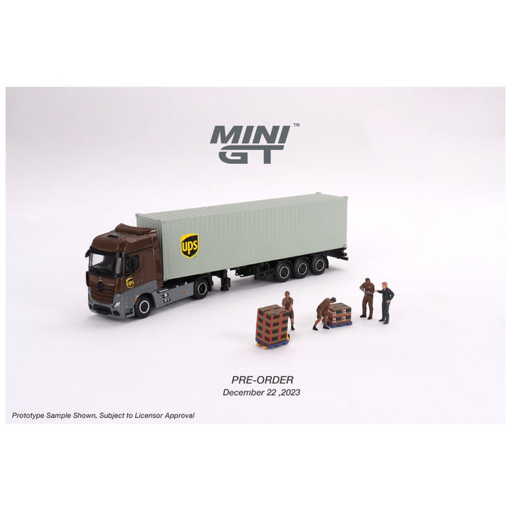 MINIGT No.705 UPSアクトロストラック&UPSフィギュアセット Amazon.com: MiniGT UPS Mercedes-Benz Actros w/40ft Container 705-L