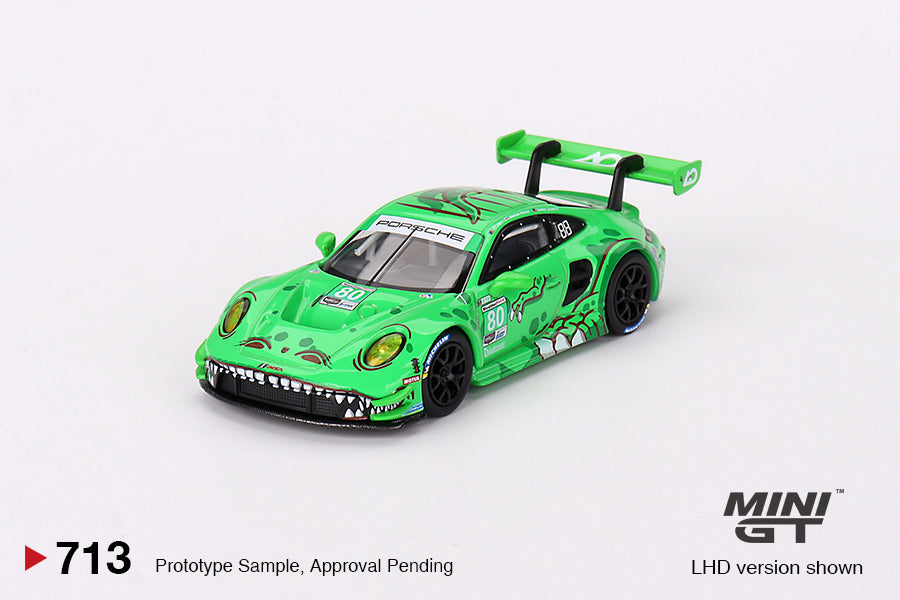 Mini GT #713: Porsche 911 GT3 R #80 GTD AO Racing 2023 IMSA Sebring 12 Hrs 1:64