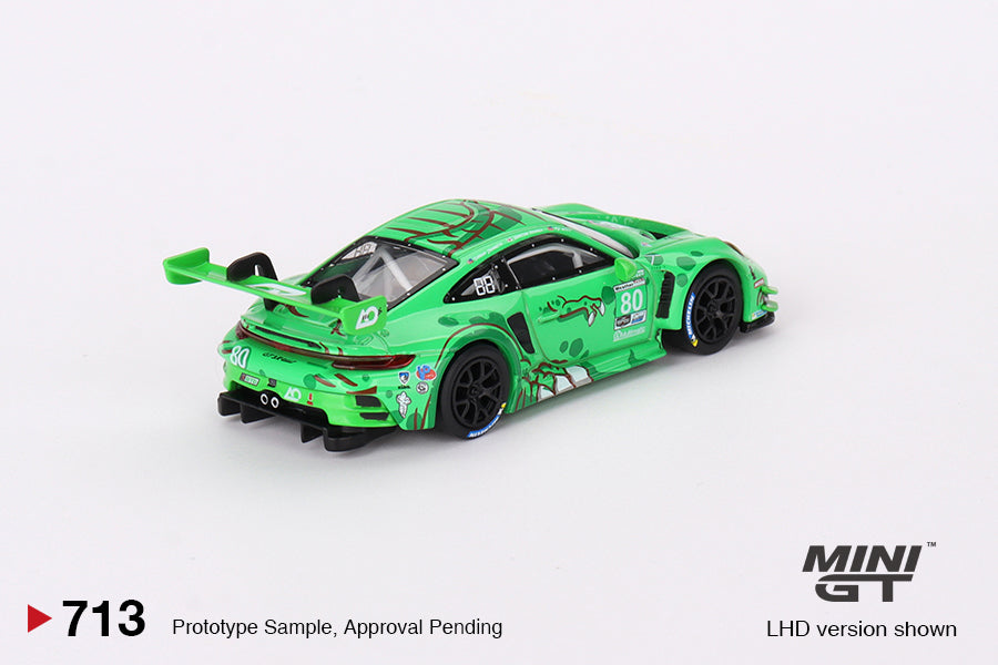 Mini GT #713: Porsche 911 GT3 R #80 GTD AO Racing 2023 IMSA Sebring 12 Hrs 1:64