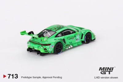 Mini GT #713: Porsche 911 GT3 R #80 GTD AO Racing 2023 IMSA Sebring 12 Hrs 1:64