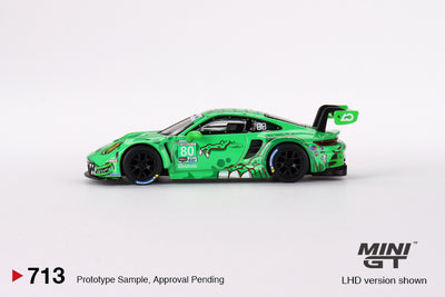 Mini GT #713: Porsche 911 GT3 R #80 GTD AO Racing 2023 IMSA Sebring 12 Hrs 1:64