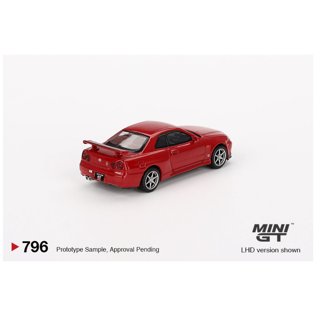Nissan R34 Skyline GT-R ミニカー 1/64 RED PA MINI GT 1/64 Nissan Skyline GT-R (R34) V-Spec Active Red MGT00796