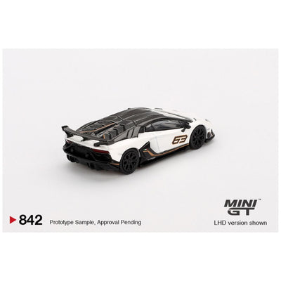 Mini GT #842: Lamborghini Aventador SVJ 63 Bianco Asopo 1:64