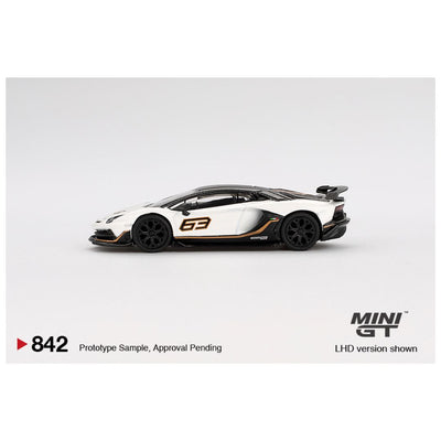 Mini GT #842: Lamborghini Aventador SVJ 63 Bianco Asopo 1:64