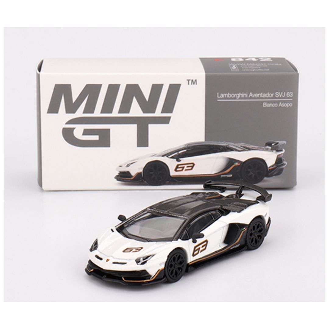 Mini GT #842: Lamborghini Aventador SVJ 63 Bianco Asopo 1:64