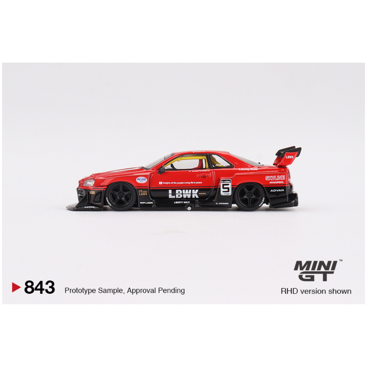Mini GT #843: Nissan LB-ER34 Super Silhouette SKYLINE Red/Black 1