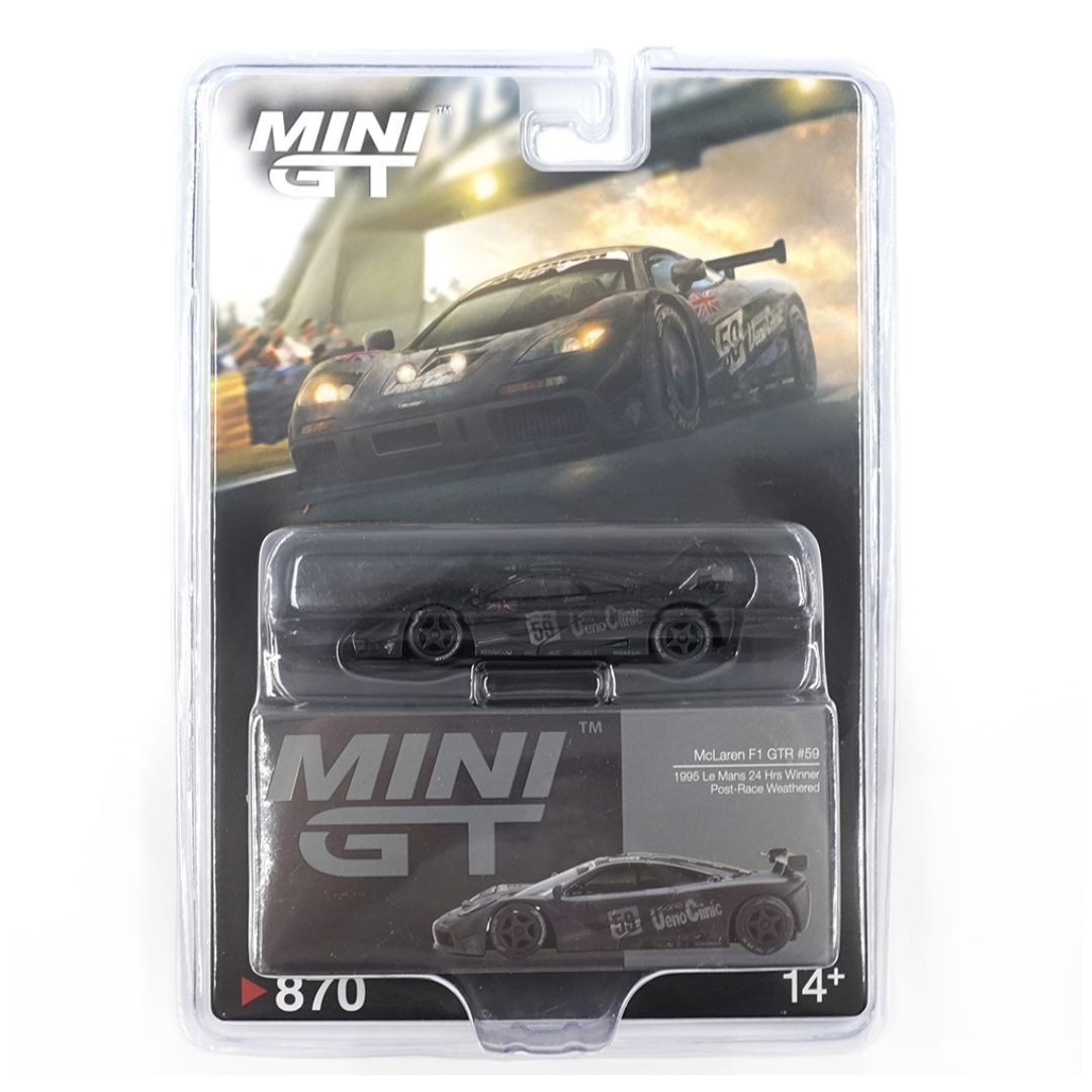 Mini GT #870: BL McLaren F1 GTR #59 1995 Le Mans 24Hr Winner Post-Race Weathered