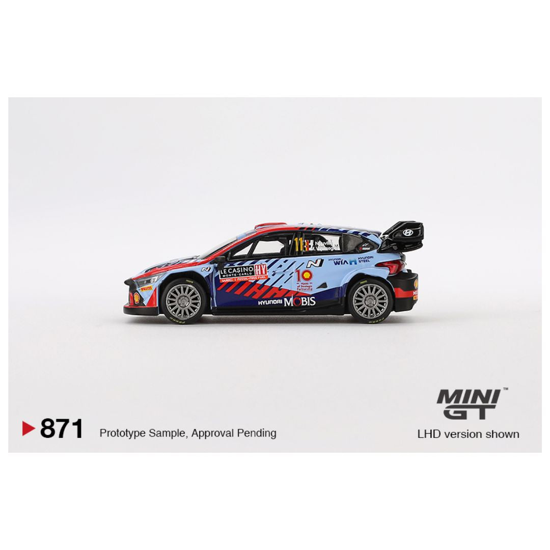 Mini GT #871: Hyundai i20 N Rally1 Hybrid #11 2024 Rallye Monte-Carlo Winner 1:64