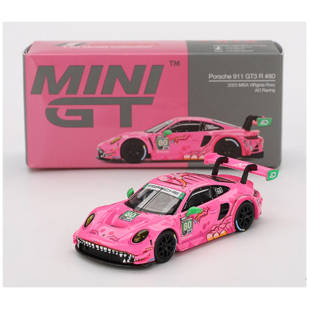 Mini GT #872: Porsche 911 GT3 R #80 AO Racing 2023 IMSA VIRginia Roxy 1:64