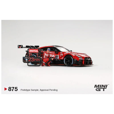Mini GT #875: Nissan GT-R NISMO #23 "MOTUL AUTECH GT-R 2021" SUPER GT SERIES Suzuka winner W/ Matsuda Figure Tsugio Matsuda Collection No.2 1:64