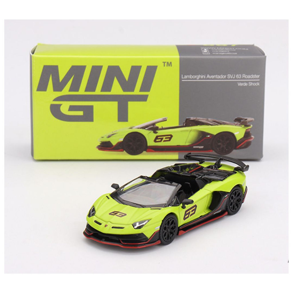 Mini GT #887: Lamborghini Aventador SVJ 63 Roadster Verde Shock 1:64