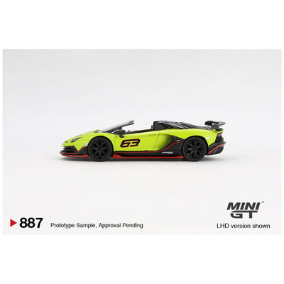 Mini GT #887: Lamborghini Aventador SVJ 63 Roadster Verde Shock 1:64