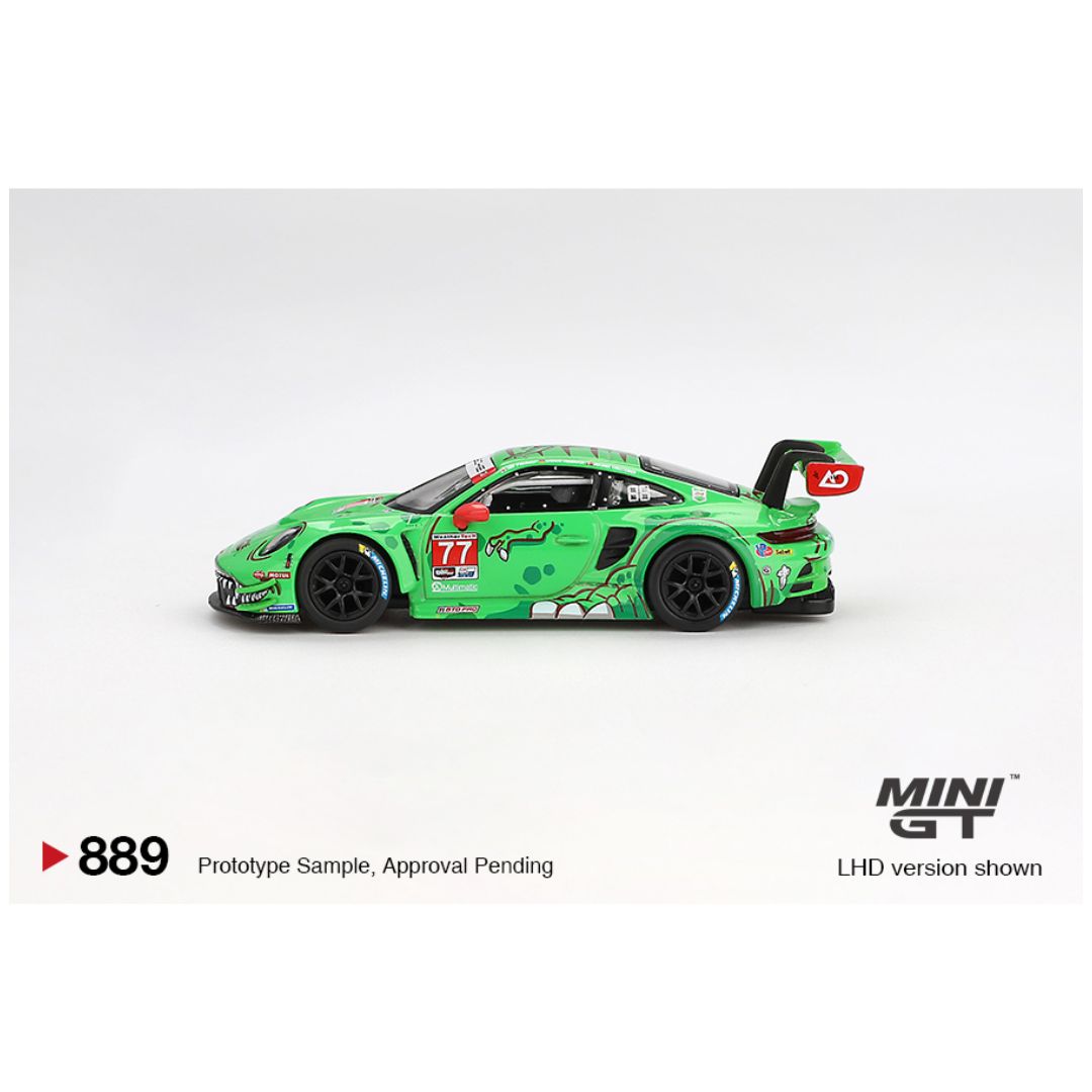 Mini GT #889: Porsche 911 GT3 R #77 AO Racing 2024 IMSA Daytona 24 Hrs GTD Pro 2nd Place