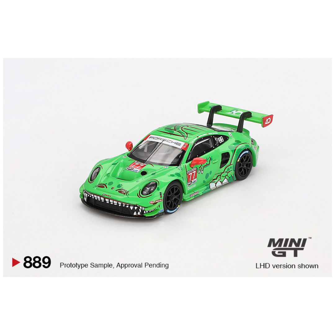 Mini GT #889: Porsche 911 GT3 R #77 AO Racing 2024 IMSA Daytona 24 Hrs GTD Pro 2nd Place