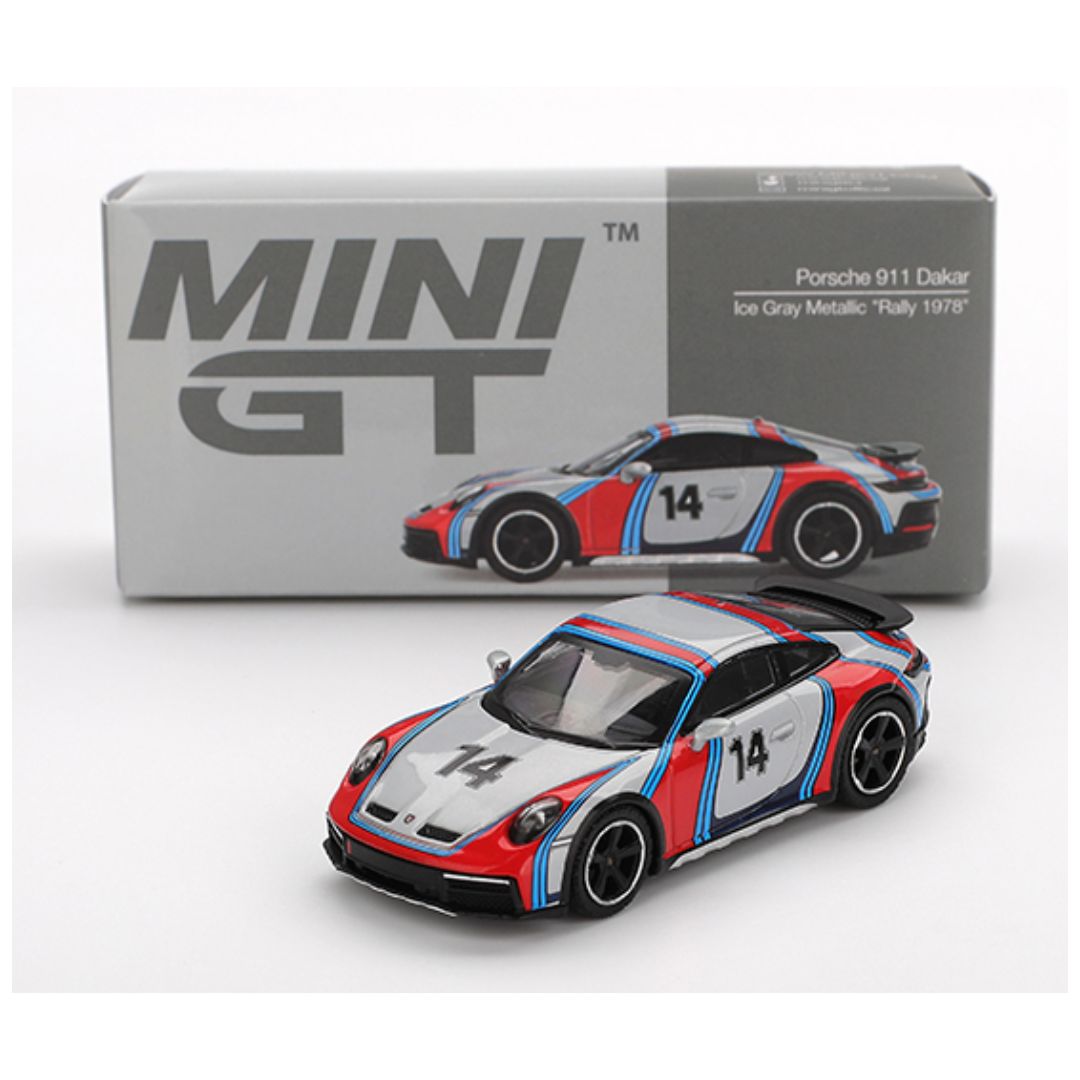 Mini GT #964: Porsche 911 Dakar Ice Grey Metallic "Rally 1978"