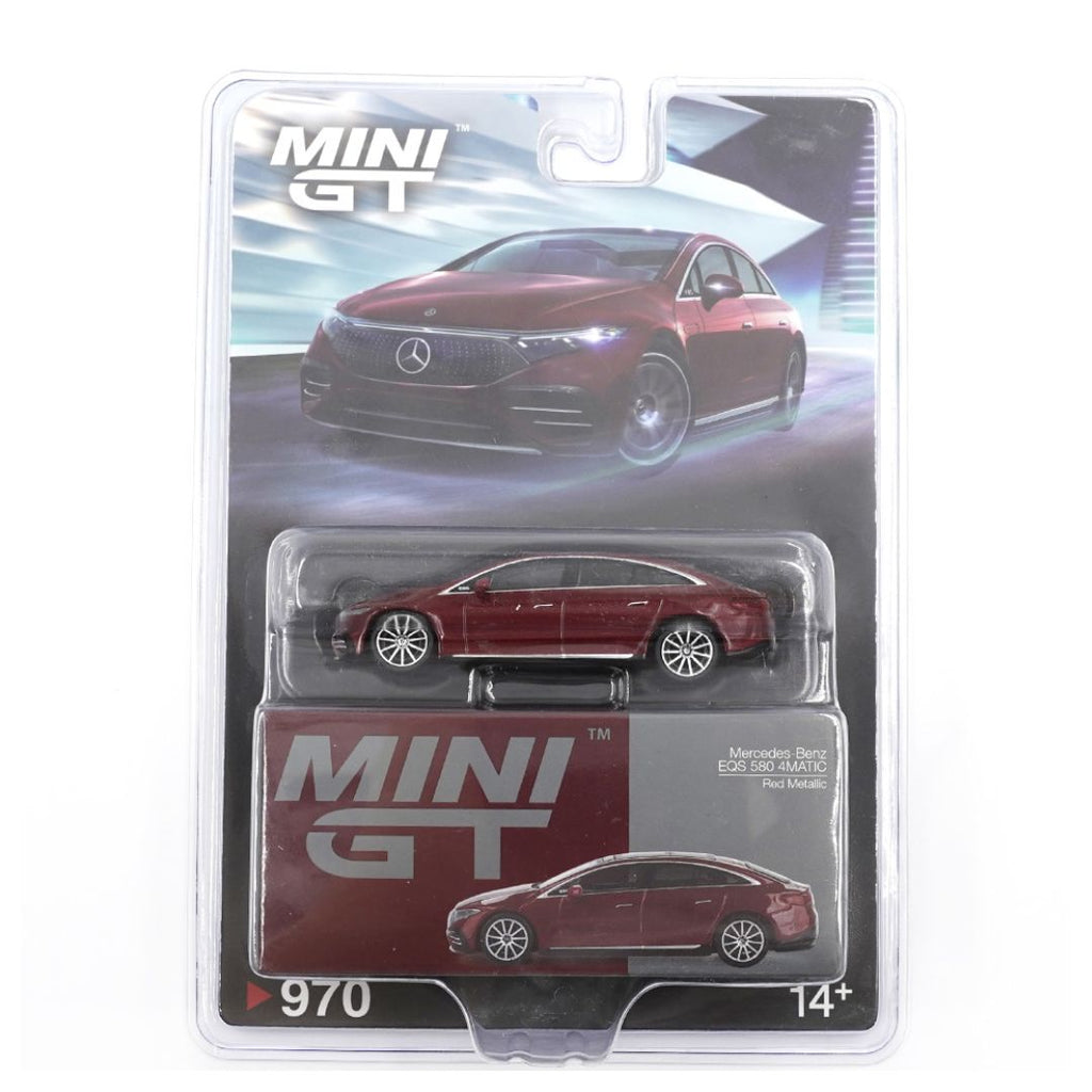 Mini GT #970 Blister: Mercedes Benz EQS 580 4MATIC Red Metallic