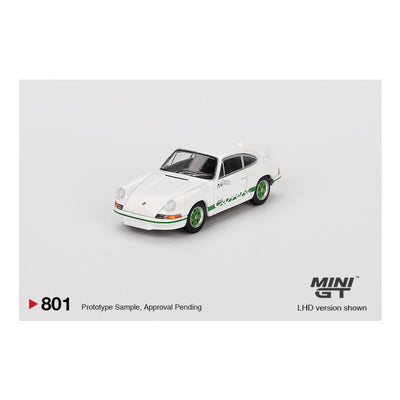 Mini GT #801: Porsche 911 Carrera RS 2.7 Grand Prix White with Green Livery 1:64