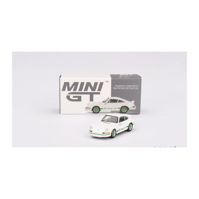 Mini GT #801: Porsche 911 Carrera RS 2.7 Grand Prix White with Green Livery 1:64