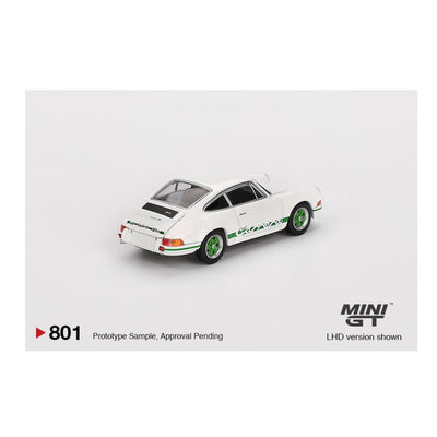 Mini GT #801: Porsche 911 Carrera RS 2.7 Grand Prix White with Green Livery 1:64