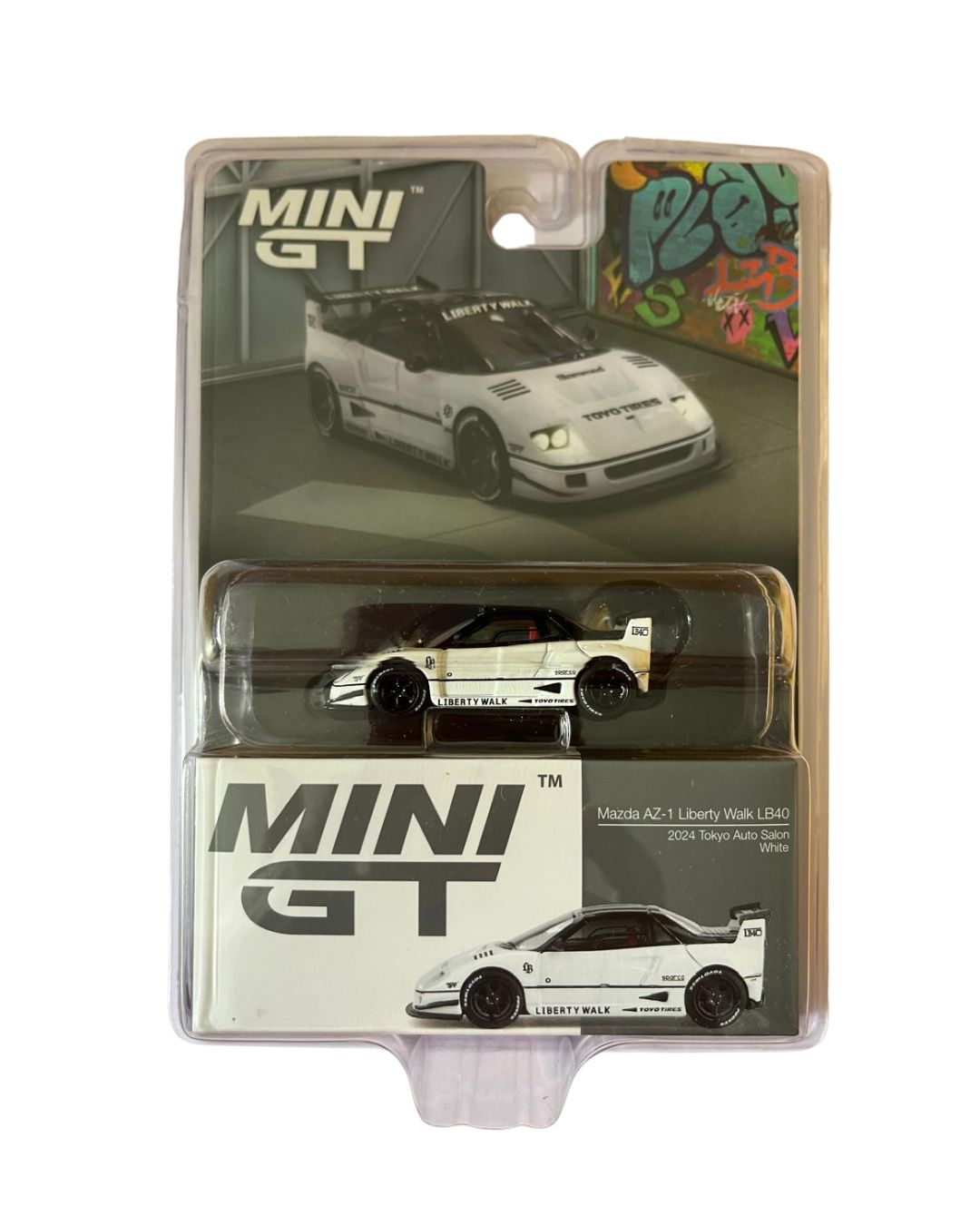 Mini GT #953 BL: Mazda AZ-1 Liberty Walk LB40 White 2024 Tokyo Auto Salon