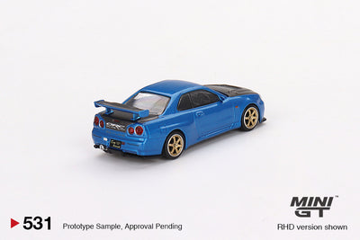 Mini GT Nissan Skyline GT-R (R34) Top Secret Bayside Blue