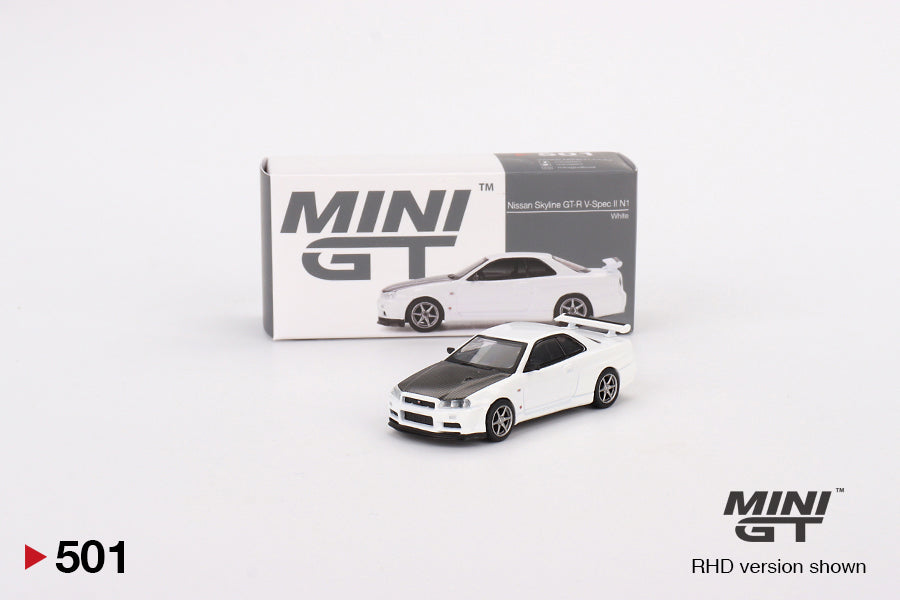Mini GT Nissan Skyline GT-R (R34) V-Spec II N1 White