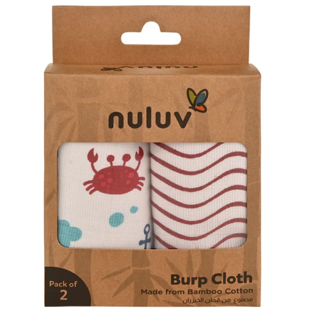 Nuluv: Bamboo Cotton Burp Cloths Pack Of 2 - Red