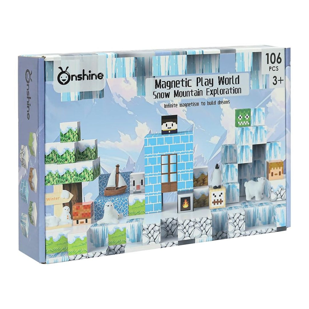 Onshine: Magnetic Play World Snow Mountain Exploration Building Cubes - 106 Pcs Set