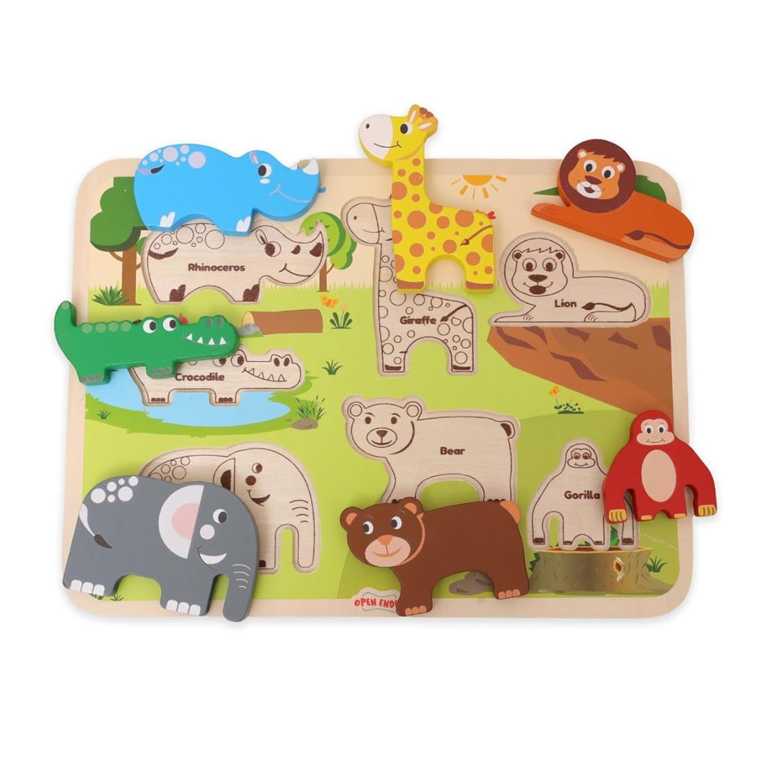 Open Ended Chunky Puzzle New Design - Animals 7 Pcs