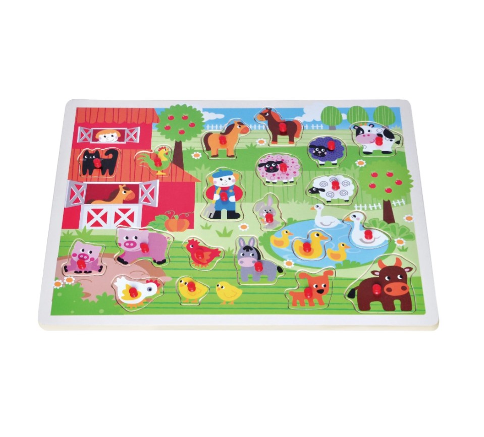 Open Ended Giant Peg Puzzle - Farm Animals