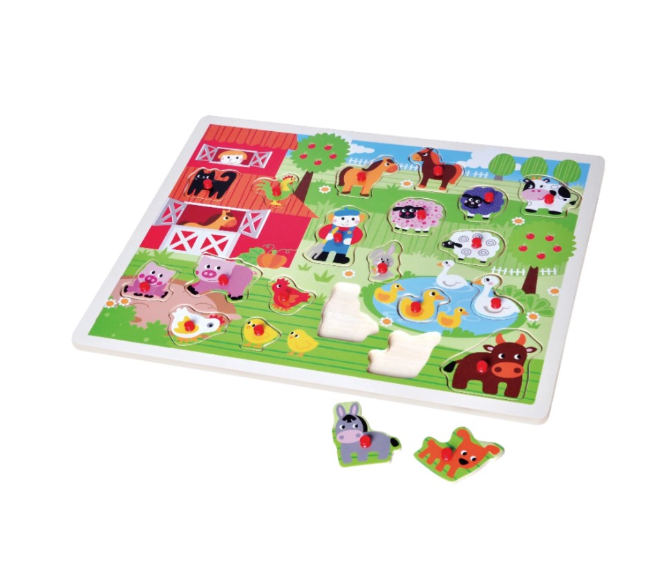 Open Ended Giant Peg Puzzle - Farm Animals