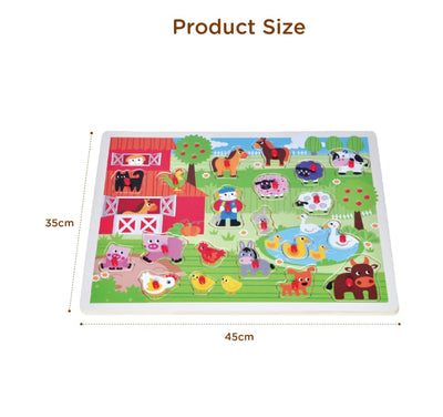 Open Ended Giant Peg Puzzle - Farm Animals