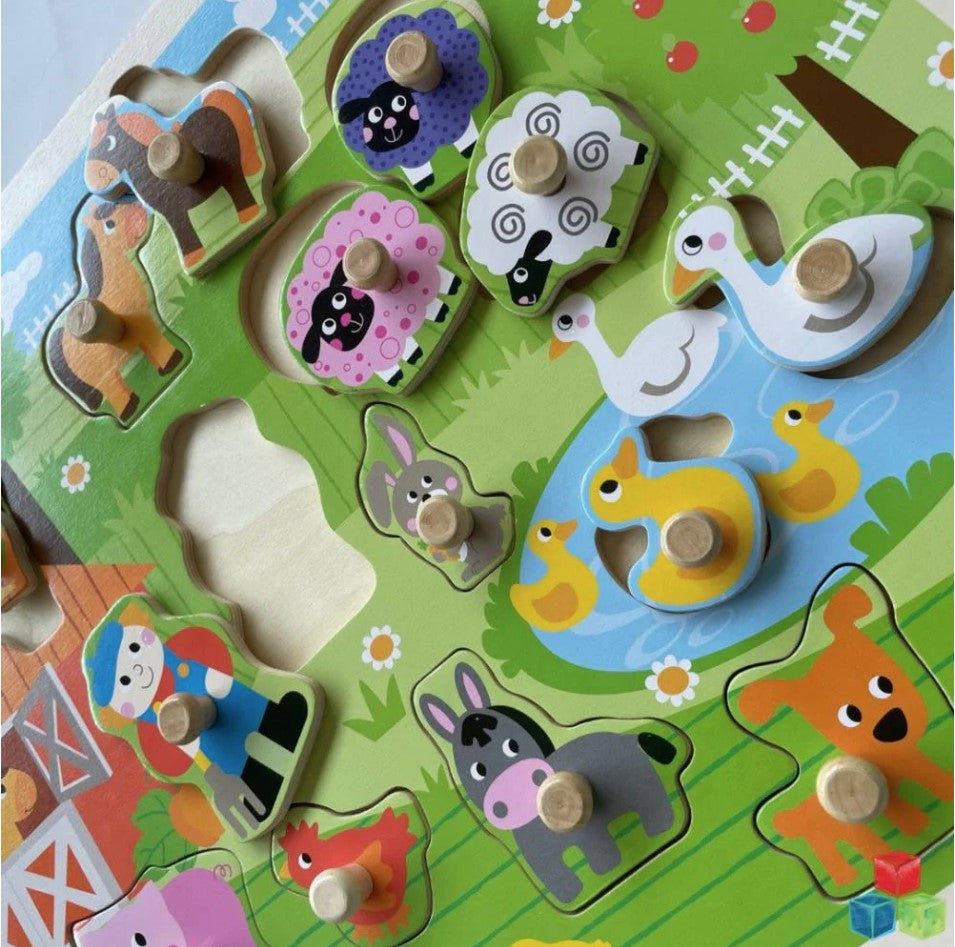 Open Ended Giant Peg Puzzle - Farm Animals