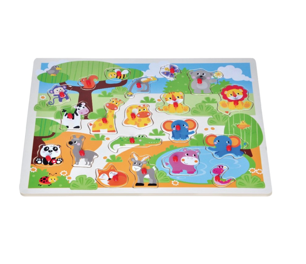 Open Ended Giant Peg Puzzle - Zoo Animals