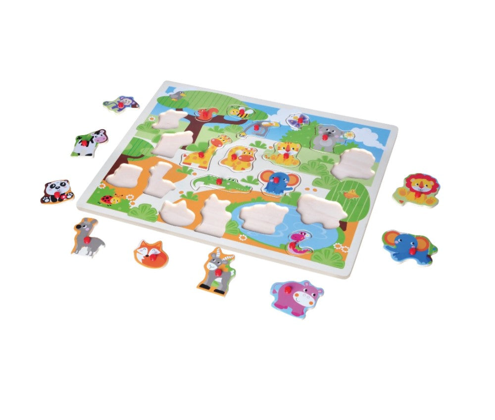 Open Ended Giant Peg Puzzle - Zoo Animals