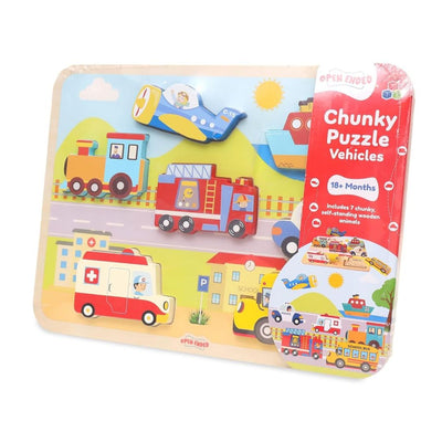 Open Ended Chunky Puzzle New Design - Vehicles 7 PCS