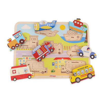 Open Ended Chunky Puzzle New Design - Vehicles 7 PCS