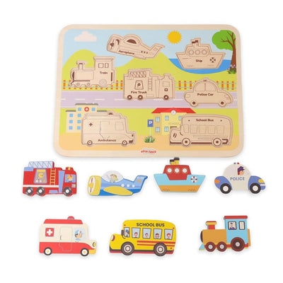 Open Ended Chunky Puzzle New Design - Vehicles 7 PCS