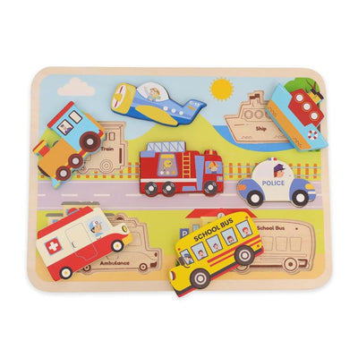 Open Ended Chunky Puzzle New Design - Vehicles 7 PCS