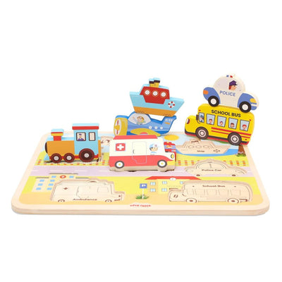 Open Ended Chunky Puzzle New Design - Vehicles 7 PCS