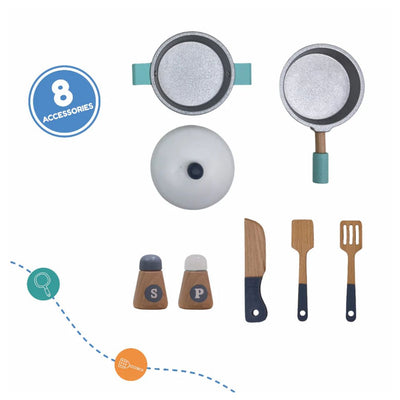 Open Ended: Tiny Chef's First Wooden Kitchen With 8 Accessories