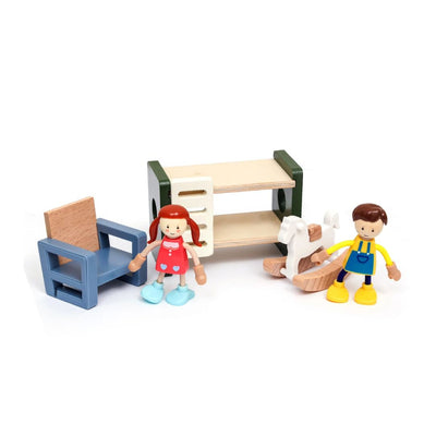 Open Ended: Wooden Dollhouse - Modern Villa - 31 Pcs With 4 doll figures