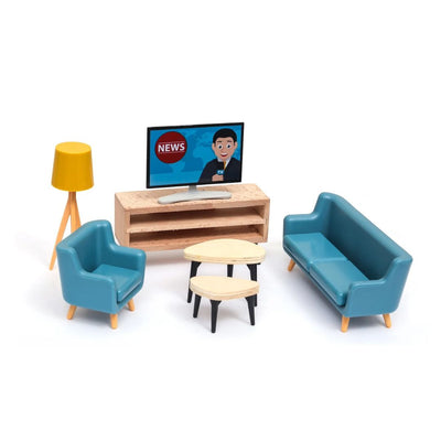 Open Ended: Wooden Dollhouse - Modern Villa - 31 Pcs With 4 doll figures