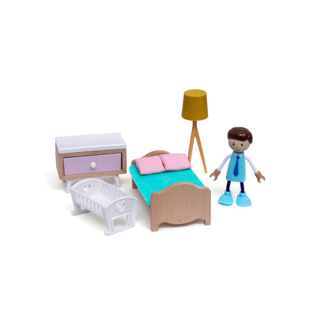Open Ended: Wooden Dollhouse - Modern Villa - 31 Pcs With 4 doll figures
