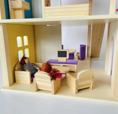 Open Ended Wooden Dollhouse - Redwood Cottage