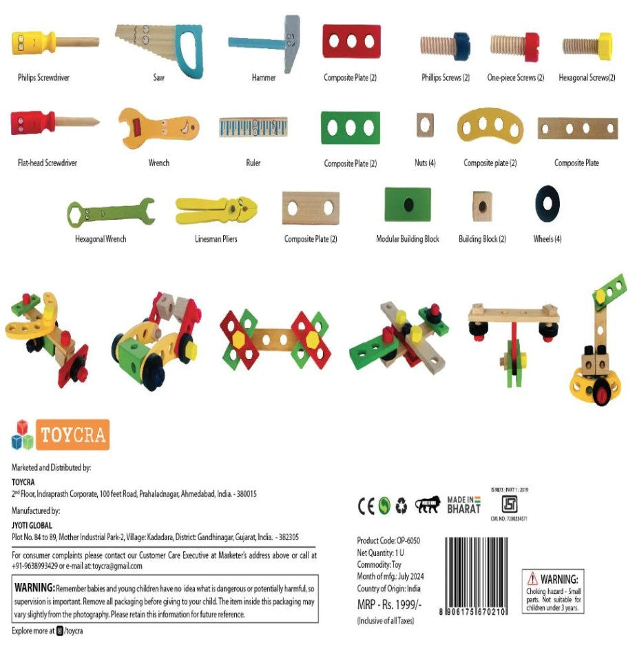 Open Ended Wooden Toolkit Suitcase